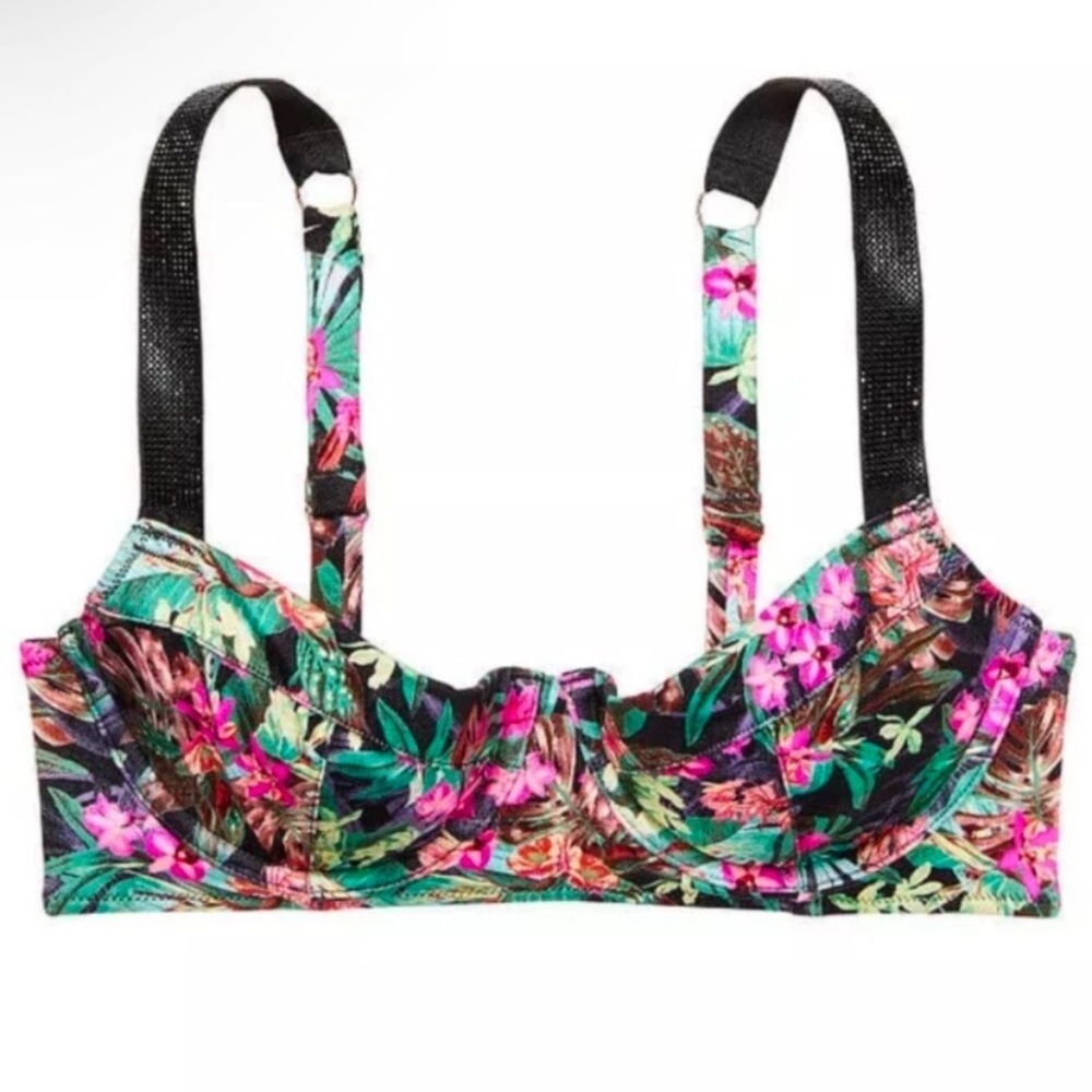 New! Victoria’s Secret Floral Shine Strap Wicked Push Up Bikini Top 4603